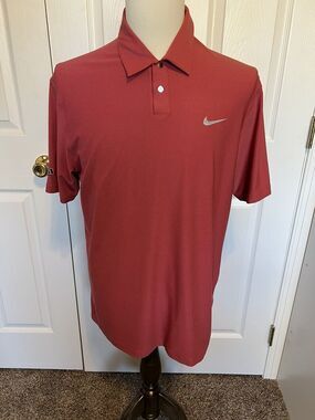 Nike Dri Fit Tiger Woods Collection Golf Polo Shirt (Men's Size Medium) Red